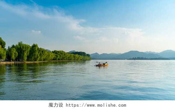 杭州西湖美景西湖美丽的建筑景观 
